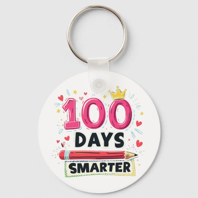 Llavero 100 días más inteligentes para el profesor escolar (Anverso)