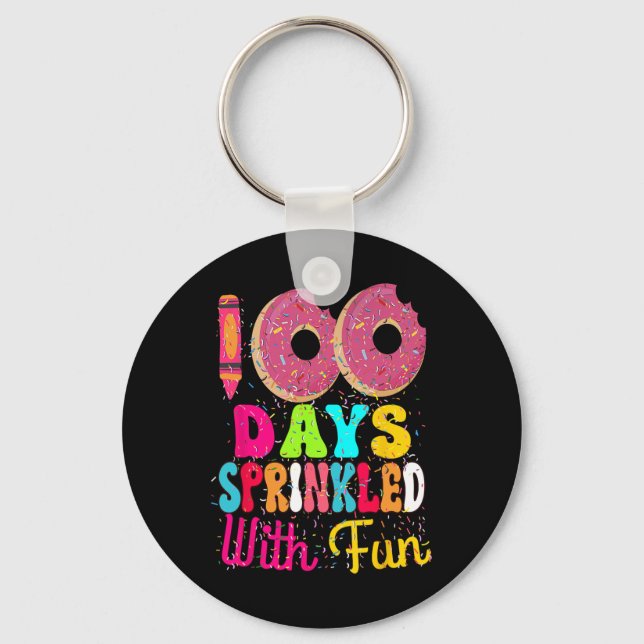 Llavero 100 días salpicados con donuts divertidos Feliz 10 (Anverso)