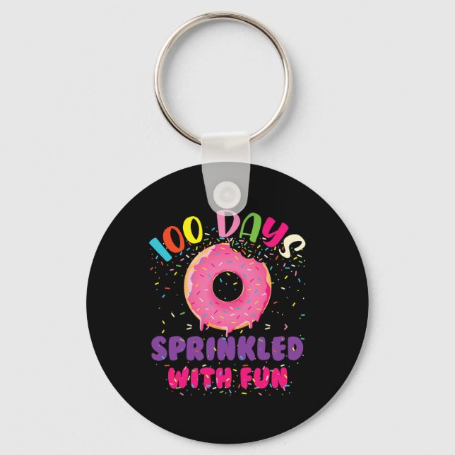 Llavero 100 días salpicados con donuts divertidos Feliz 10 (Anverso)