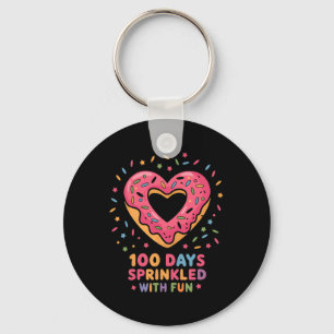 Llavero 100 días salpicados con donuts divertidos Feliz 10