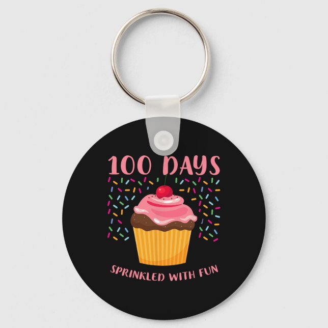 Llavero 100 Días Salpicados De Diversión Cupcake 100º Día  (Anverso)