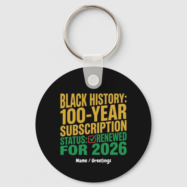 Llavero 100-Year Black History Subscription Status Renewed (Anverso)