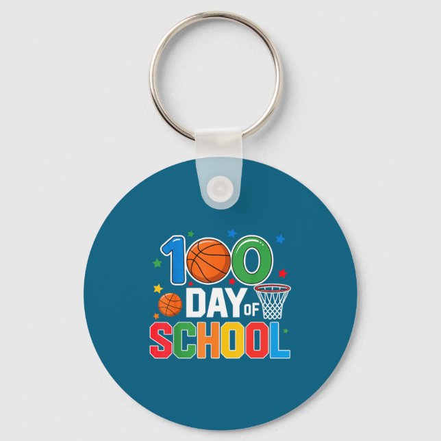 Llavero 100th Day Of School Basketball - Kids 100 Days Of  (Anverso)