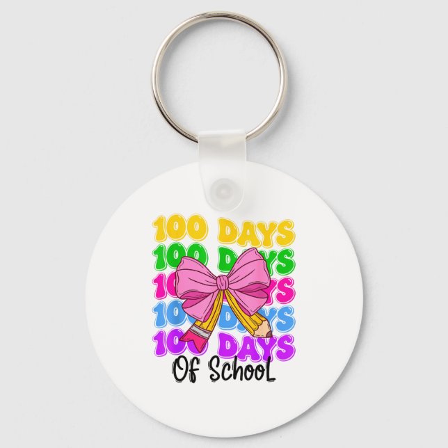 Llavero 100th Day Of School Girls Coquette Bow Teachers Ki (Anverso)