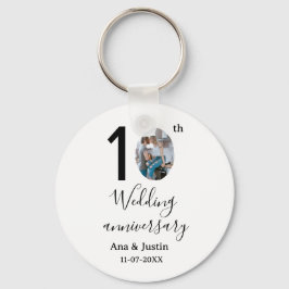 Llavero 10.º boda de aniversario foto letra en negrita