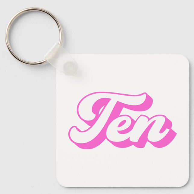 Llavero 10.º Chica Retro de Cumpleaños (Anverso)