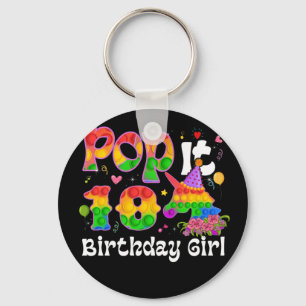 Llavero 10.º cumpleaños Fidget Toy Pop It Chica de cumplea