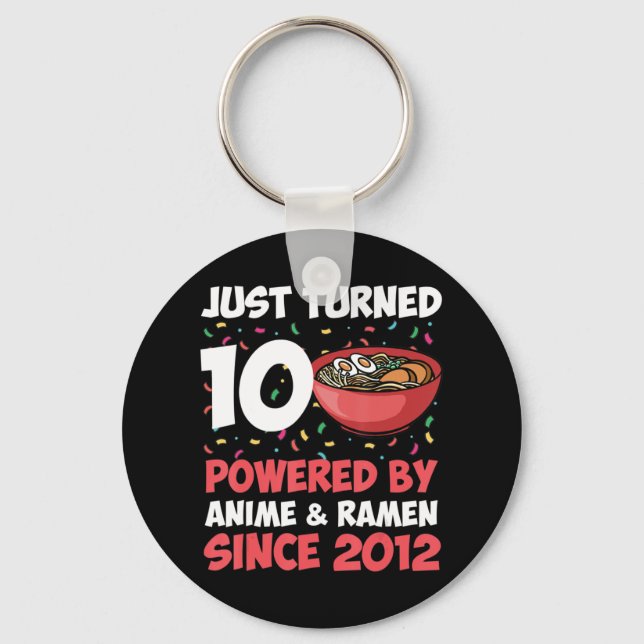 Llavero 10.º cumpleaños Kawaii Anime Ramen Chica de 10 año (Anverso)