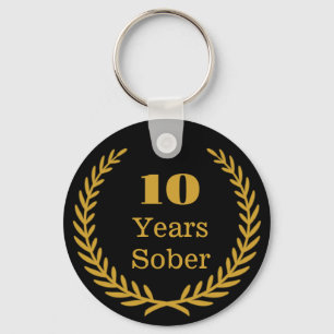Llavero 10 años Sobriedad Sobria y Personalizable Keepsake