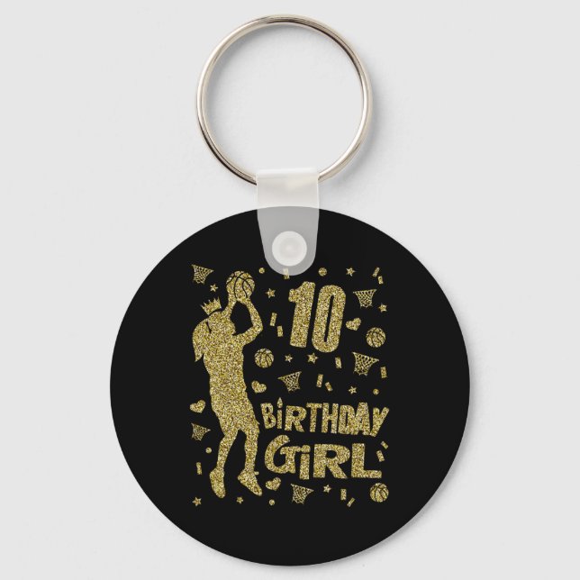 Llavero 10 Chicas de cumpleaños jugador de baloncesto de d (Anverso)