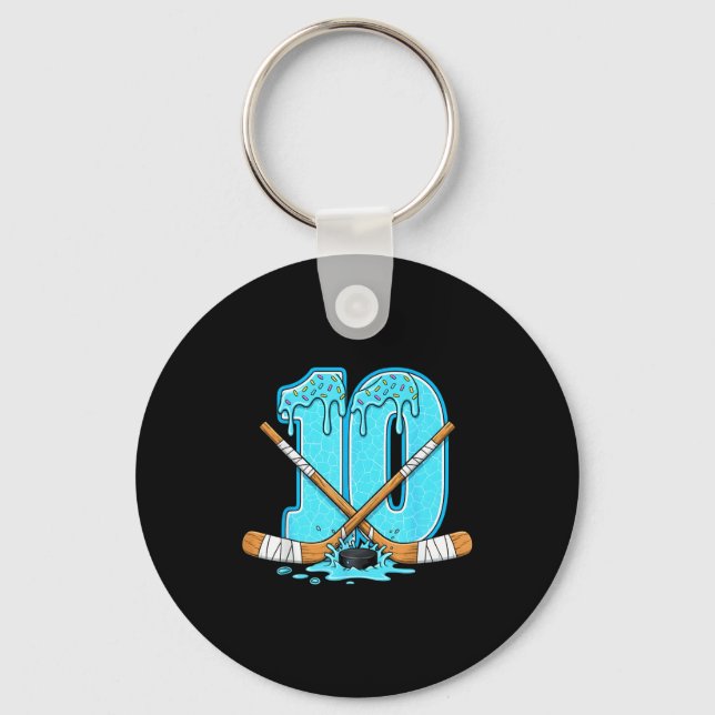 Llavero 10 Year Old Hockey Ice Cream Drip Youth 10th Birth (Anverso)