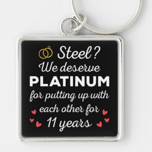 Llavero 11° Aniversario Boda I - Pareja divertida de acero