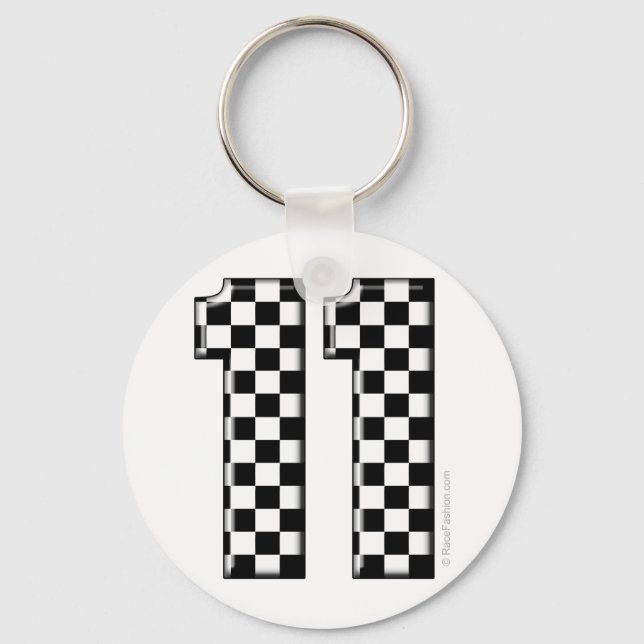 Llavero 11 checkered auto racing number (Anverso)