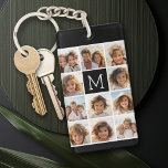 Llavero 11 Foto de Instagram Collage Personalizado Monogra<br><div class="desc">Blanco y negro - Usa hasta 11 fotos cuadradas para crear un regalo único y personal. O puedes mantener al cachorro hipster y hacer un keepsake de moda. Si necesita ajustar las imágenes,  haga clic en la herramienta personalizar para realizar cambios.</div>