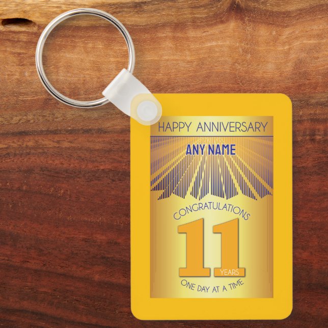Llavero 11 Year Sober Anniversary | Golden Ray 12 Step (Anverso)