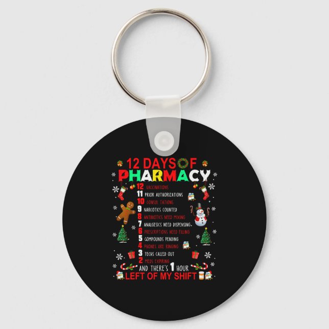 Llavero 12 Days Of Pharmacy Funny Christmas Pharmacist Tec (Anverso)
