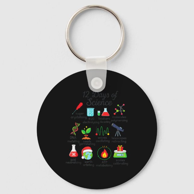 Llavero 12 Days Of Science Funny Science Teacher Christmas (Anverso)