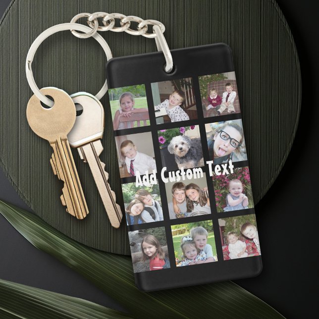 Llavero 12 foto de Instagram Collage con fondo negro (Personalized Keychain with a photo collage)