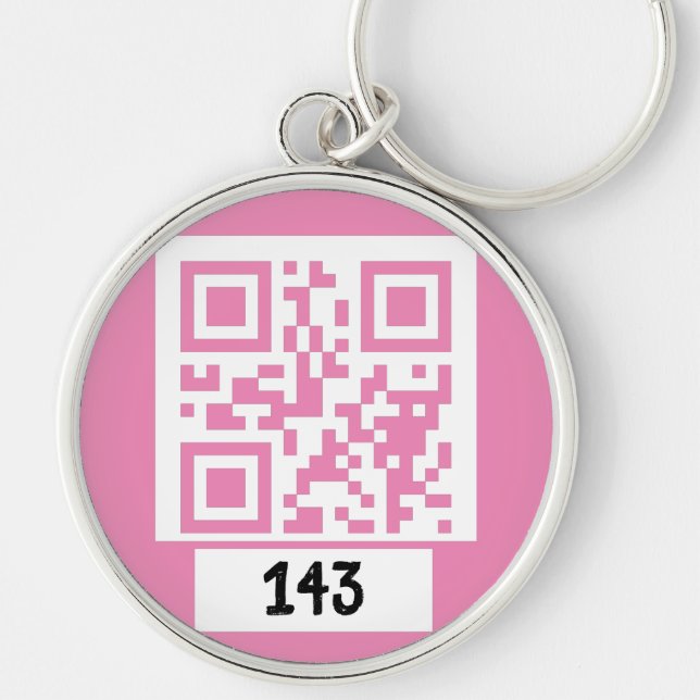 Llavero 143 mensaje secreto de código QR, descodificarlo,  (Frente)