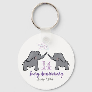 Llavero 14.º elefante del aniversario del boda de marfil