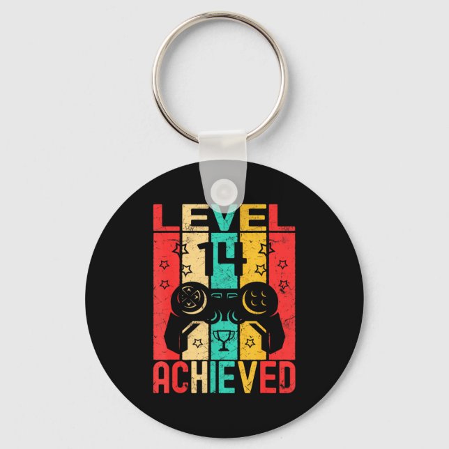Llavero 14th Birthday Level 14 Achieved Gamer Funny Birthd (Anverso)