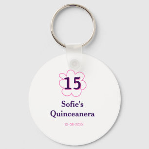 Llavero 15.ª quinceañera feliz cumpleaños púrpura rosa