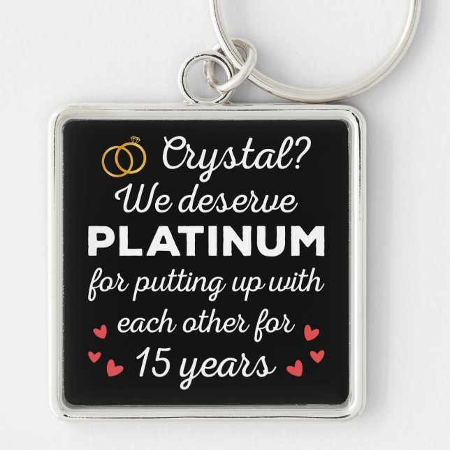 Llavero 15 Aniversario Boda I - Pareja de Crystal Funny (Frente)