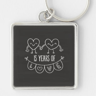Llavero 15° Aniversario Regalo Corazones de Chalk