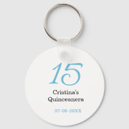 Llavero 15th quinceanera birthday blue black bold letter n