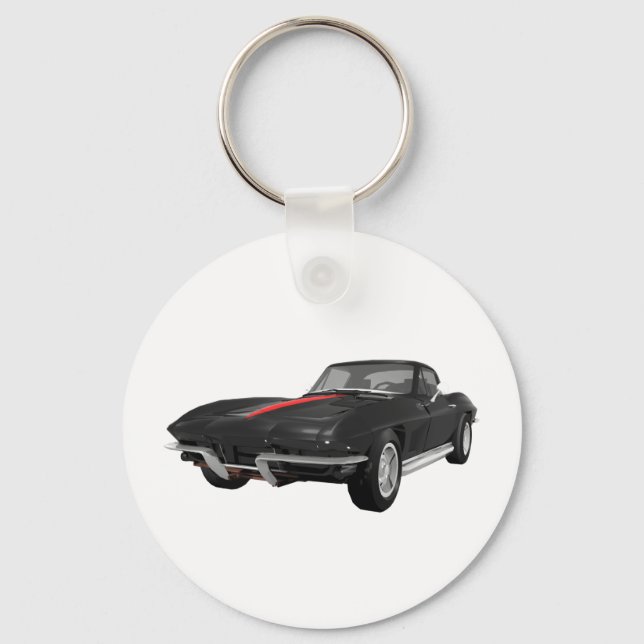 Llavero 1967 Corvette Sports Car: Black Finish: (Anverso)
