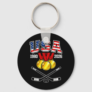 Llavero 1982 2026 Hockey Vintage Usa Palos Cruzados