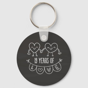 Llavero 19° Aniversario Regalo Corazones de Chalk