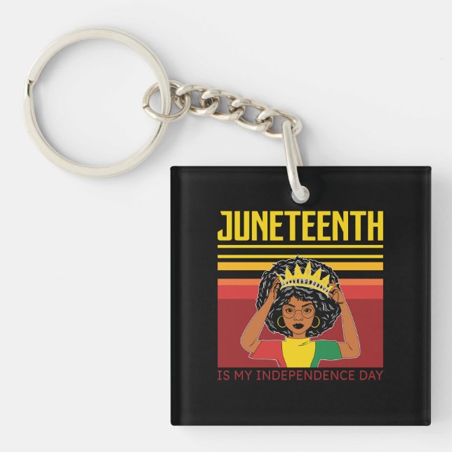 Llavero 19 de junio | Independencia | Mujer africana (Frente)