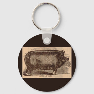 Llavero 19th century farm animal print Berkshire sow no. 1
