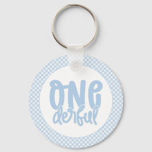 Llavero 1.ª Fiesta de cumpleaños Cute Pastel Azul Maravill