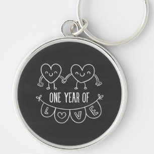 Llavero 1.ᵉʳ Aniversario Chalk Heart Premium Round Keychai