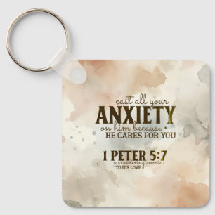 Llavero 1 Peter 5:7 Arrojar tu ansiedad sobre Su Biblia Ve