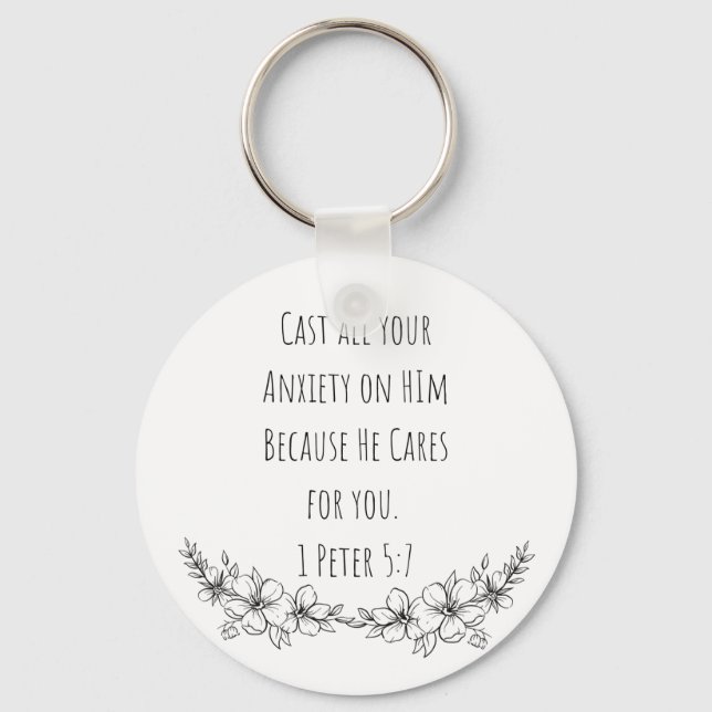 Llavero 1 Peter 5:7 Pasar toda tu Ansiedad Keychain (Anverso)