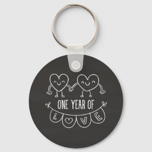 Llavero 1er Aniversario Regalo Chalk Hearts Button Keychai
