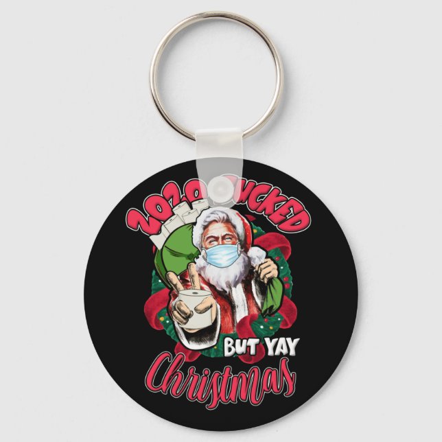 Llavero 2020 Navidades graciosos de Santa Claus Quarantine (Anverso)