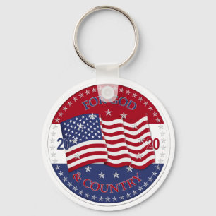 Llavero 2020 Por Dios y la bandera de los Estados Unidos