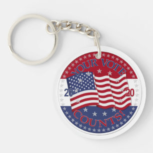 Llavero 2020 Su voto cuenta bandera americana