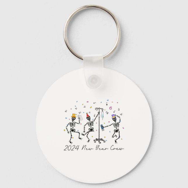 Llavero 2024 New Year Crew Skeleton Dancing Funny Nurse Ic (Anverso)