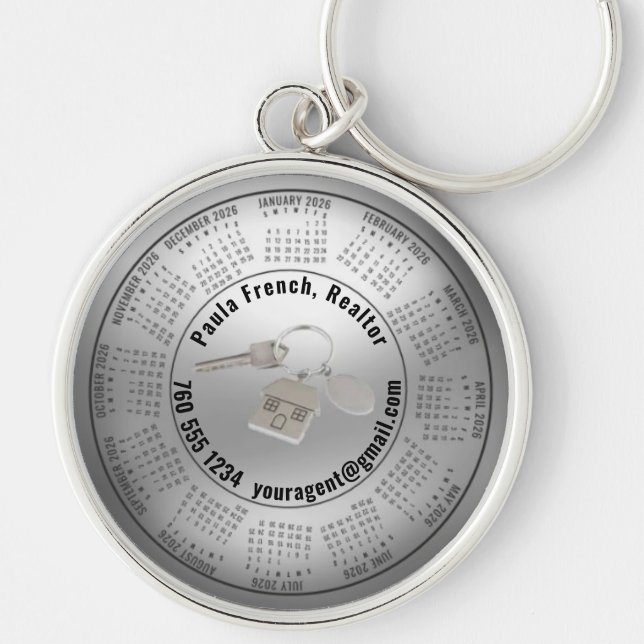 Llavero 2026 Calendar Editable Real Estate Keychain (Frente)