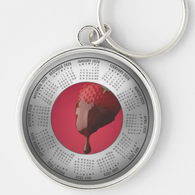 Llavero 2026 Calendar Keychain Strawberry and Chocolate (Frente)