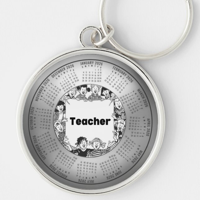 Llavero 2026 Calendar Round Keychain Teacher (Frente)