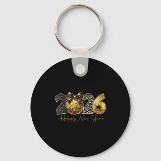 Llavero 2026 Happy New Year Gold Disco Leopard Bow Coquett