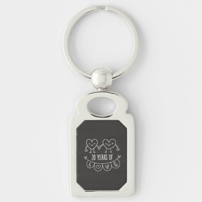 Llavero 20.º Aniversario Gift Chalk Hearts (Anverso)