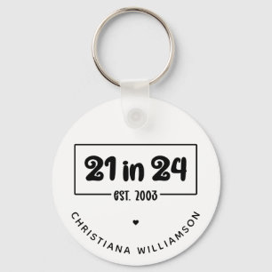 Llavero 21º cumpleaños 21 personalizado en 24 Est 2003 Cum