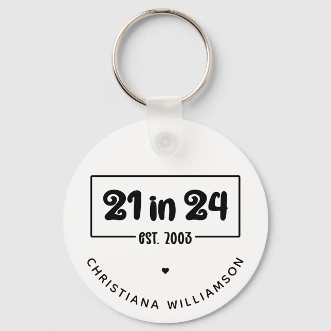 Llavero 21º cumpleaños 21 personalizado en 24 Est 2003 Cum (Anverso)